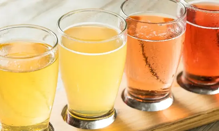 a group of glasses of beer